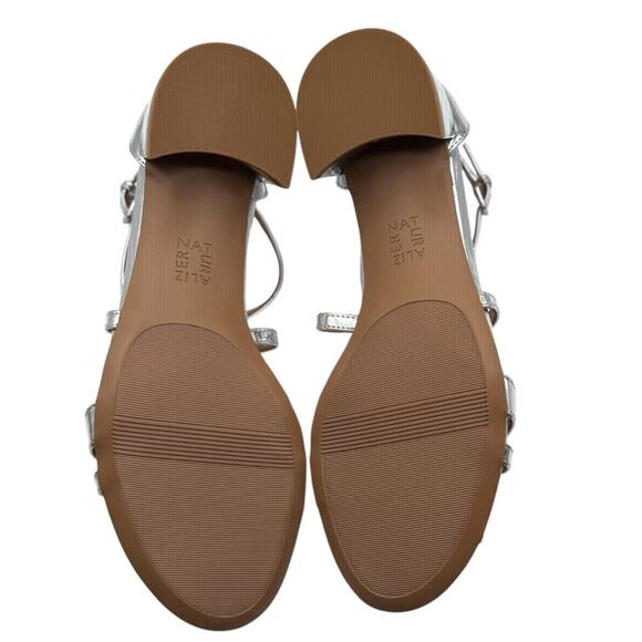 Naturalizer June Metallic Silver Crisscross Block Heel Dress Sandals Size 10W - Picture 9 of 10